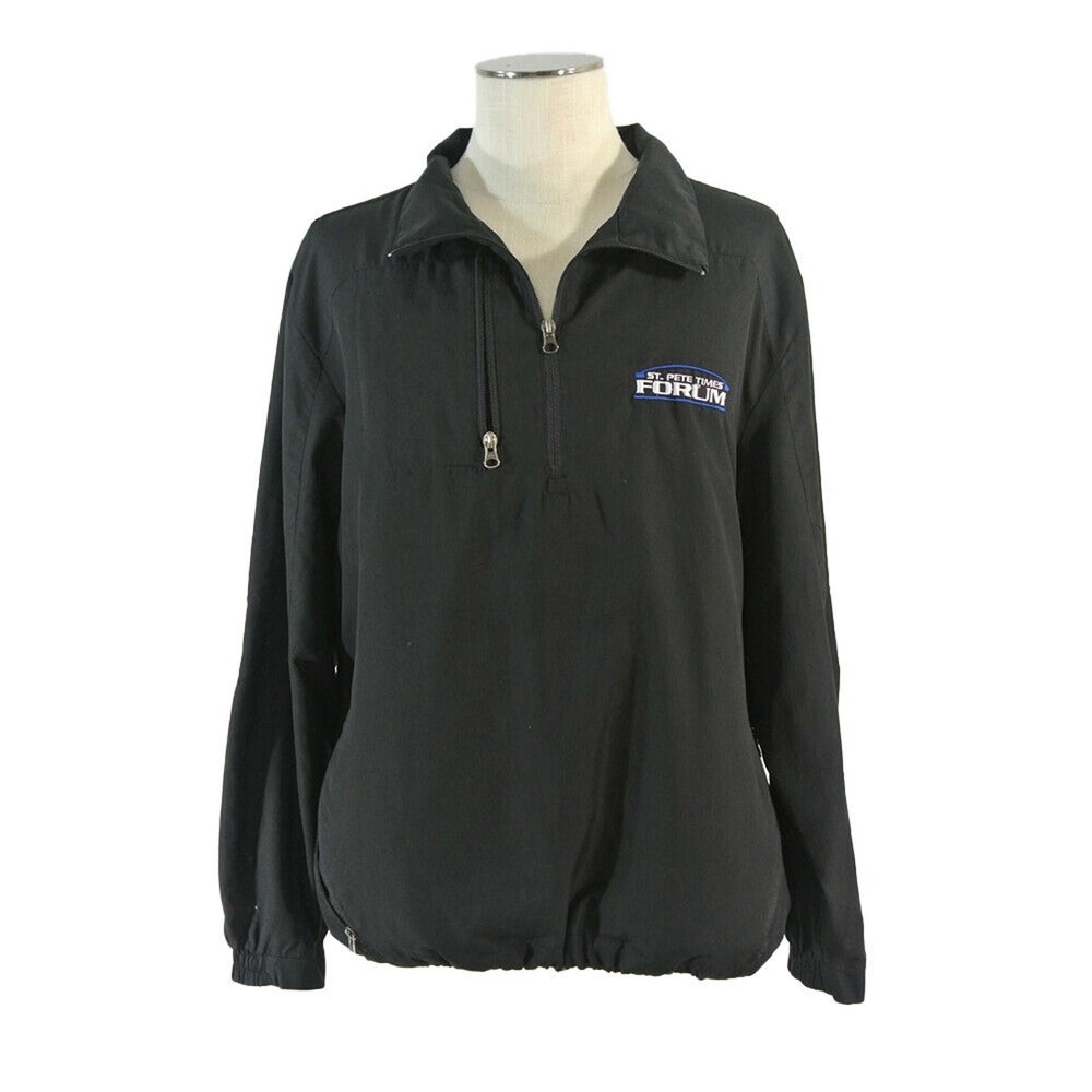 Port Authority Jacket Mens L Black Tampa Bay Lightning 1/4 Zip Wind Shirt NHL